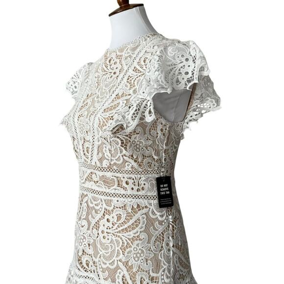 Cocktail Dress Small White Semi Formal Mini Party Classic Boho Lace Bridal - Picture 9 of 16